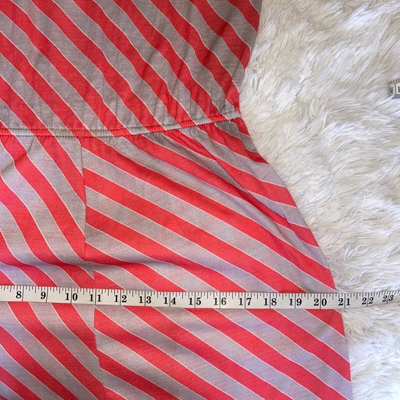 Vintage 80s Timely Trends Sheath Dress Size 9 MEDIUM Red Gray Stripe Puff Sleeve - Picture 9 of 10